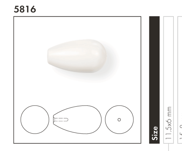 5816水滴水晶珍珠（半孔）