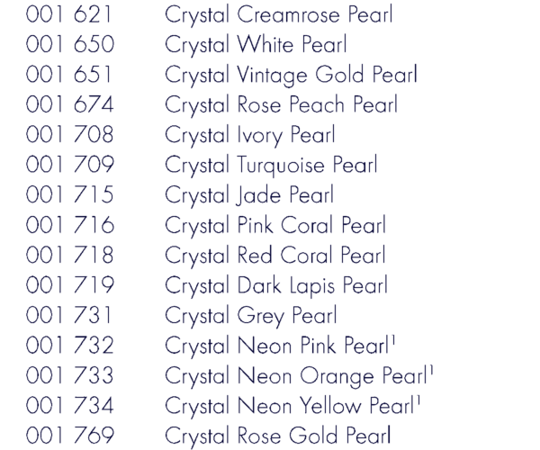 水晶珍珠按颜色代码颜色对照表